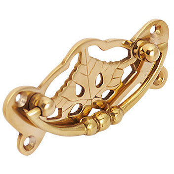 4 Inch Solid Brass Ornate Broken Leaf Bail Pull Polished Brass Finish COPPER MOUNTAIN HARDWARE