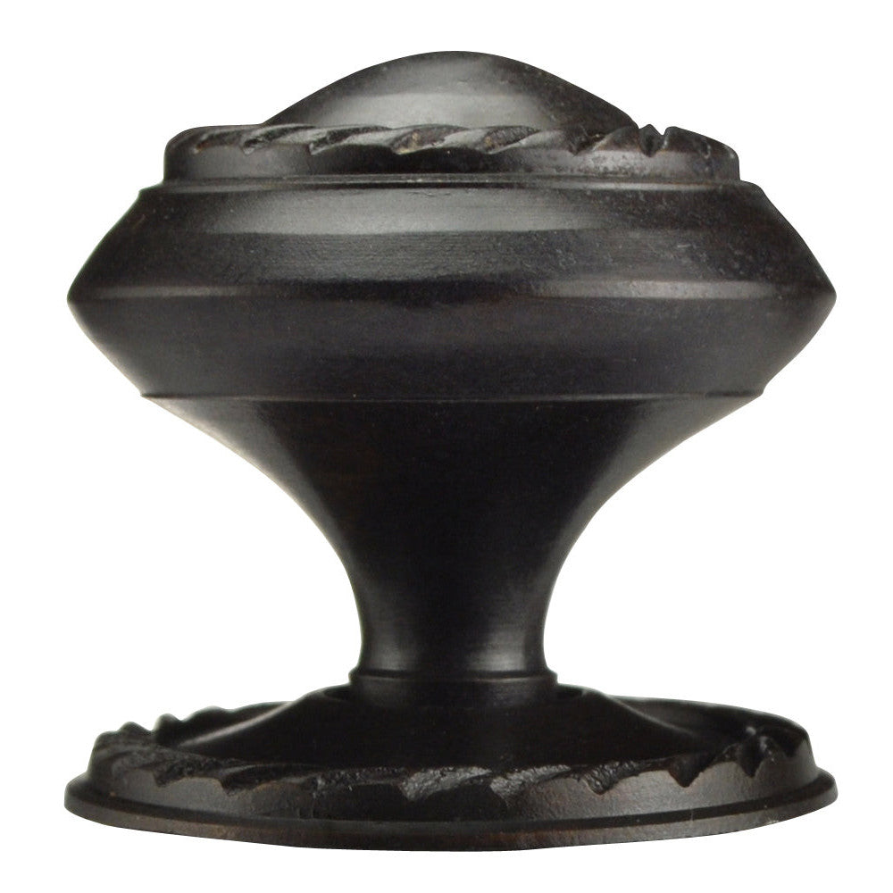 1 1/4 Inch Solid Brass Georgian Roped Round Knob (Oil Rubbed Bronze Finish) COPPER MOUNTAIN HARDWARE