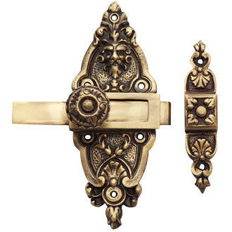 5 1/2 Gargoyle French Door or Cabinet Slide Bolt Latch (Antique Brass Finish) Copper Mountain Hardware