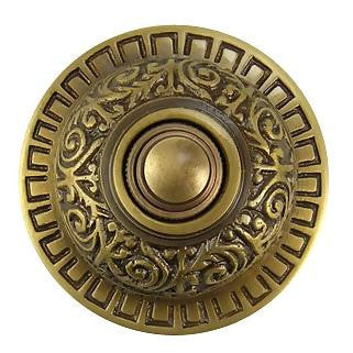 2 7/8 Inch Diameter Eastlake Doorbell (Antique Brass Finish) COPPER MOUNTAIN HARDWARE