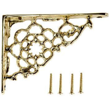 4 Inch Solid Brass Star Shape Shelf Bracket (Polished Brass Finish) COPPER MOUNTAIN HARDWARE