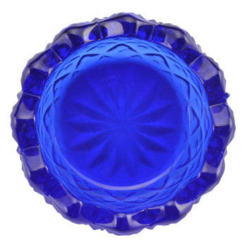 Cobalt Blue Glass Sawtooth Pattern Open Salt Cellar Copper Mountain Hardware