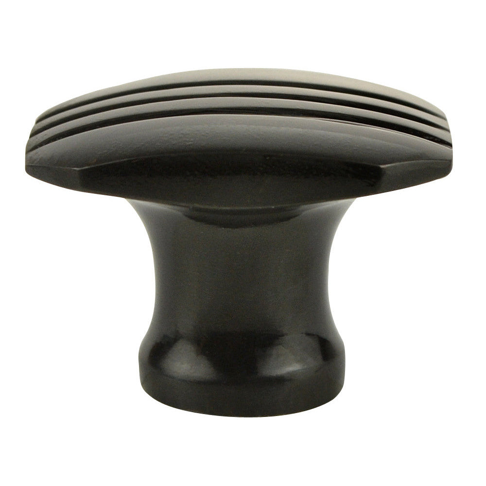 1 1/10 Inch Solid Brass Art Deco Style Lined Knob (Black Bronze Finish) COPPER MOUNTAIN HARDWARE