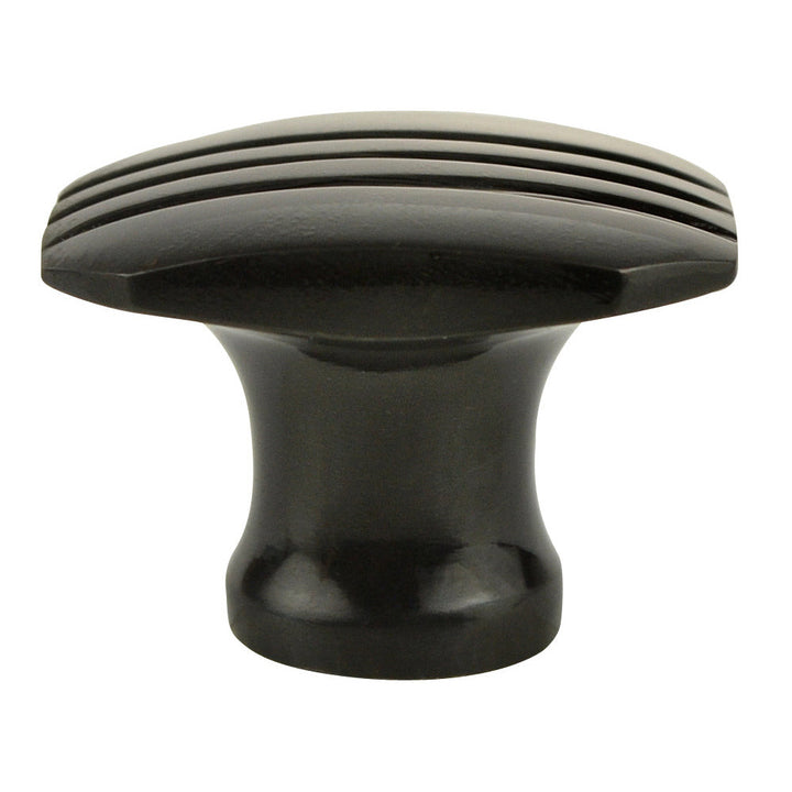 1 1/10 Inch Solid Brass Art Deco Style Lined Knob (Black Bronze Finish) COPPER MOUNTAIN HARDWARE