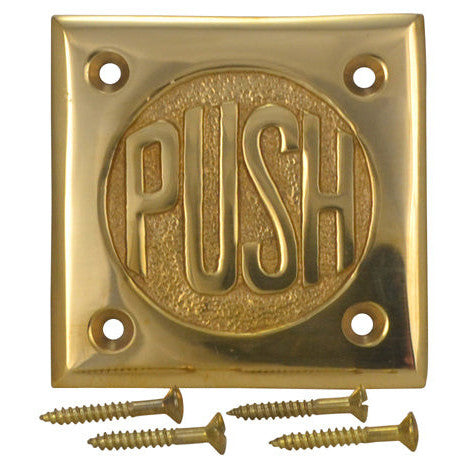 2 3/4 Inch Brass Classic American "PUSH" Plate (Polished Brass Finish) COPPER MOUNTAIN HARDWARE