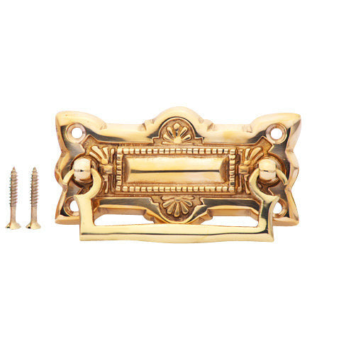 3 3/4 Inch Art Deco Solid Brass Drawer Pull (Polished Brass Finish) COPPER MOUNTAIN HARDWARE