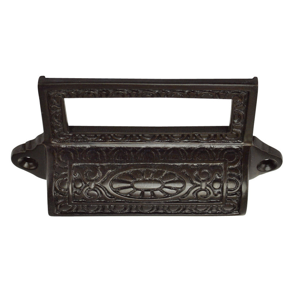 4 1/8 Inch Solid Brass Victorian Label Style Bin Pull (Oil Rubbed Bronze Finish) COPPER MOUNTAIN HARDWARE