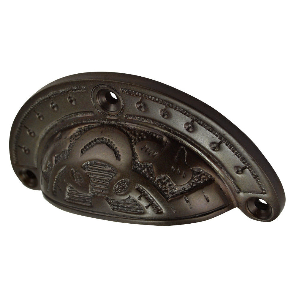 4 Inch Overall (3 1/2 Inch c-c) Solid Brass Decorative Cup Pull (Oil Rubbed Bronze Finish) COPPER MOUNTAIN HARDWARE