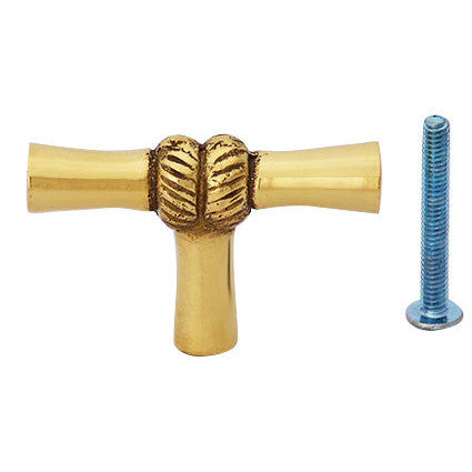 2 Inch Solid Brass Japanese Bamboo Style Knob (Polished Brass Finish) COPPER MOUNTAIN HARDWARE