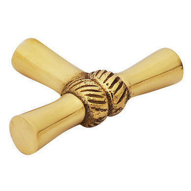 2 Inch Solid Brass Japanese Bamboo Style Knob (Polished Brass Finish) COPPER MOUNTAIN HARDWARE