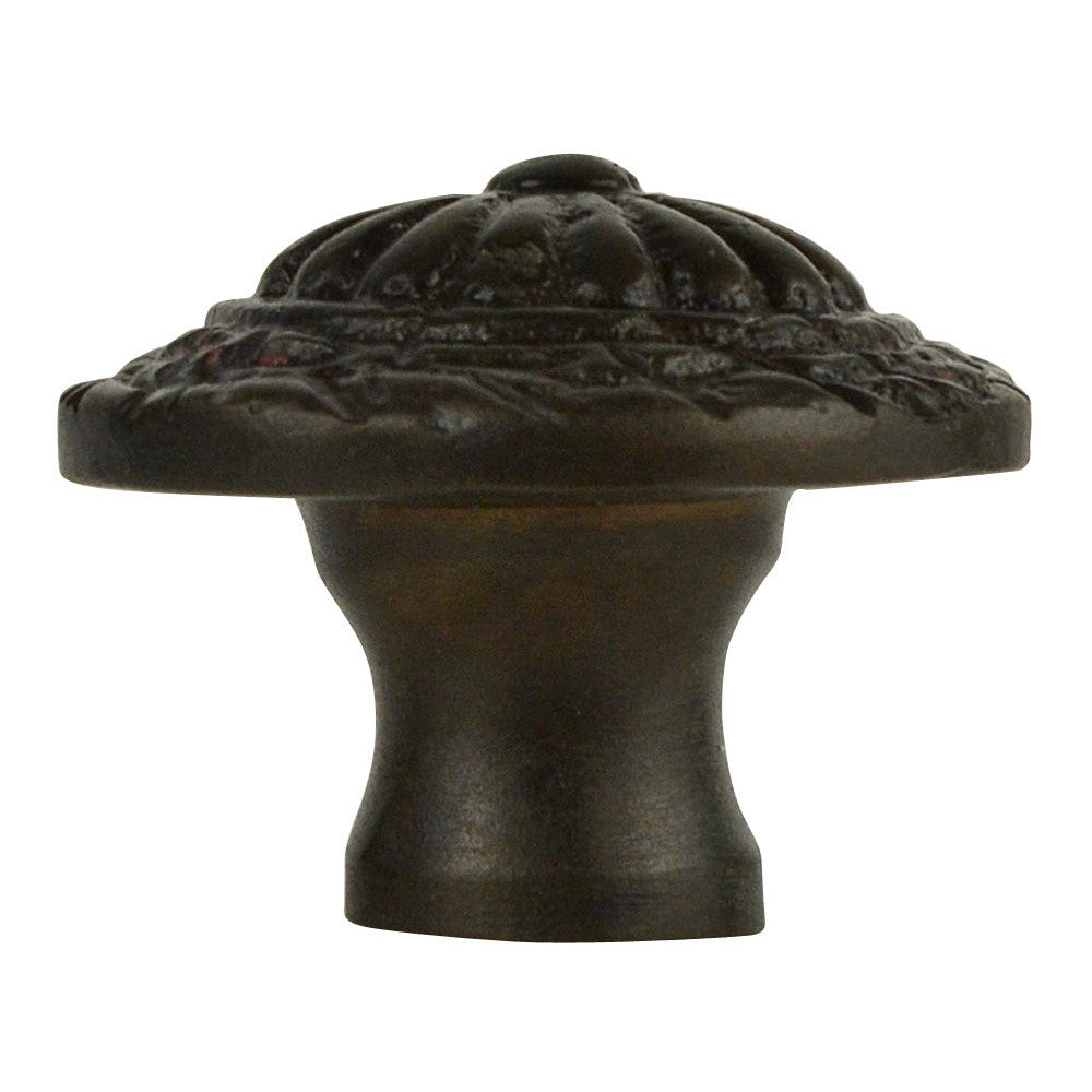 1 1/10 Inch Ornate Round Solid Brass Knob (Black Bronze Finish) COPPER MOUNTAIN HARDWARE