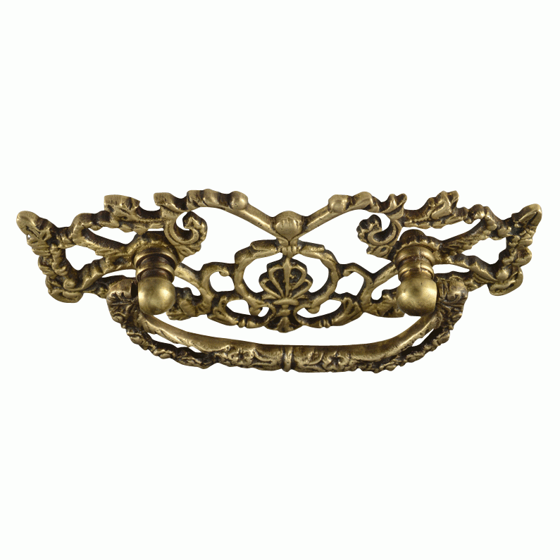 5 3/4 Inch (3 Inch c-c) Ornate Victorian Bail Pull (Antique Brass) Copper Mountain Hardware