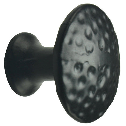 1 3/8 Inch Solid Iron Hammered Flat Top Knob (Matte Black Finish) COPPER MOUNTAIN HARDWARE