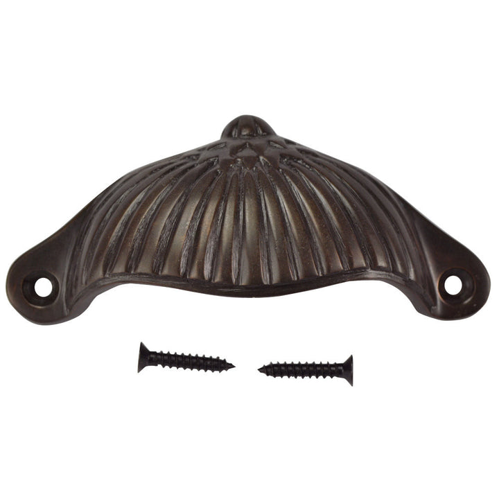 4 1/8 Inch Solid Brass Art Deco Fan Cup Pull (Oil Rubbed Bronze Finish) COPPER MOUNTAIN HARDWARE