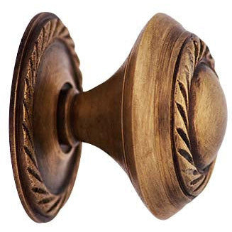 1 1/4 Inch Solid Brass Georgian Roped Round Knob (Antique Brass Finish) COPPER MOUNTAIN HARDWARE