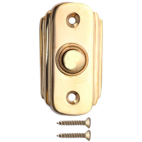 2 1/2 Inch Solid Brass Art Deco Doorbell Button (Polished Brass Finish) COPPER MOUNTAIN HARDWARE