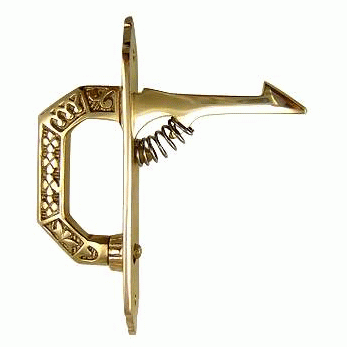 3 7/8 Solid Brass East Lake Pattern Cabinet Latch (Polished Brass Finish) COPPER MOUNTAIN HARDWARE