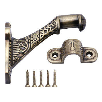 3 1/2 Inch Solid Brass Lost Cast Wax Windsor Stair Rail Bracket (Antique Brass Finish) COPPER MOUNTAIN HARDWARE