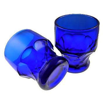 6 Ounce Cobalt Blue Glass Georgia Tumbler 3 1/4 Inch Tall - Set of Four COPPER MOUNTAIN HARDWARE
