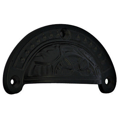 4 Inch Solid Iron Eastlake Style Cup Pull (Matte Black Finish) COPPER MOUNTAIN HARDWARE