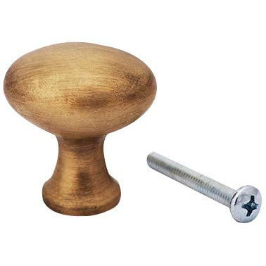 1 1/4 Inch Solid Brass Traditional Egg Shaped Cabinet & Furniture Knob