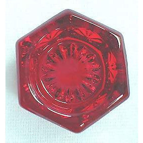 Ruby Red Cranberry Hexagonal Glass Salt Cellar Copper Mountain Hardware