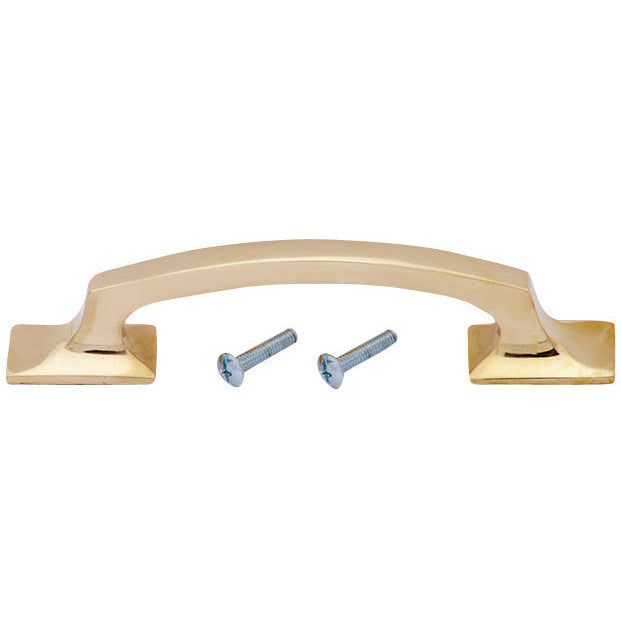 5 1/4 Inch Overall (3 3/4 Inch c-c) Traditional Solid Brass Pull (Polished Brass Finish) COPPER MOUNTAIN HARDWARE