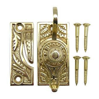 Oriental Pattern Solid Brass Sash Lock (Polished Brass Finish) Copper Mountain Hardware