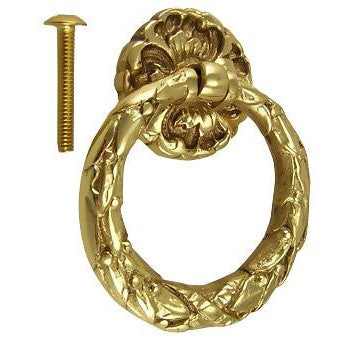 Solid Brass French Floral Drawer Ring Pull (Polished Brass) COPPER MOUNTAIN HARDWARE