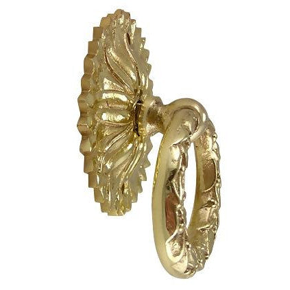 2 Inch Solid Brass Radiant Leaves Drawer Ring Pull Polished Brass COPPER MOUNTAIN HARDWARE