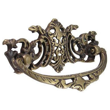 4 Inch Solid Brass Ornate Baroque / Rococo Bail Pull (Antique Brass Finish) COPPER MOUNTAIN HARDWARE