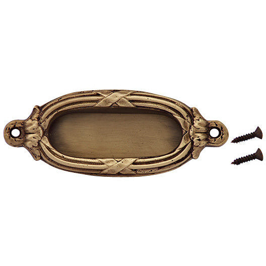 4 3/8 Inch Solid Brass Ribbon & Reed Door Pull (Antique Brass Finish) COPPER MOUNTAIN HARDWARE