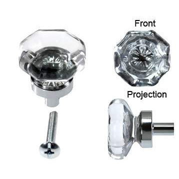 1 Inch Crystal Octagon Old Town Cabinet Knob (Polished Chrome Base) COPPER MOUNTAIN HARDWARE