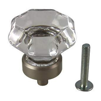 1 3/8 Inch Crystal Octagon Old Town Cabinet Knob (Brushed Nickel Base) COPPER MOUNTAIN HARDWARE