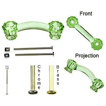 Astoria 4 1/4 Inch Overall (3 Inch c-c) Depression Green Decagon Teardrop Shape Glass Pulls COPPER MOUNTAIN HARDWARE