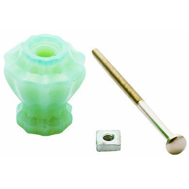 Astoria 1 1/4 Inch Jadeite Milk Green Glass 10-Sided Drawer Knobs COPPER MOUNTAIN HARDWARE