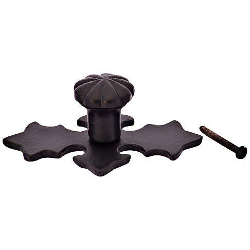 4 1/8 Inch Wide Solid Iron Cross Pattern Knob (Matte Black Finish) COPPER MOUNTAIN HARDWARE