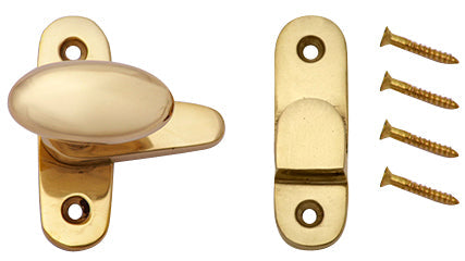 Traditional Solid Brass Oval Knob Latch Set (Polished Brass Finish) COPPER MOUNTAIN HARDWARE