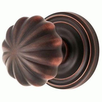 Solid Brass Melon Door Knob Set With Regular Rosette (Several Finish Options) EMTEK