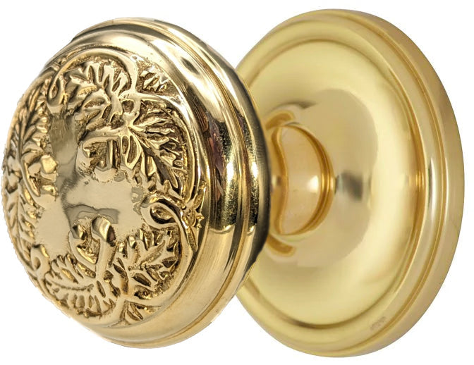 Traditional Rosette Door Set with Floral Leaf Pattern Knob (Several Finishes Available) COPPER MOUNTAIN HARDWARE