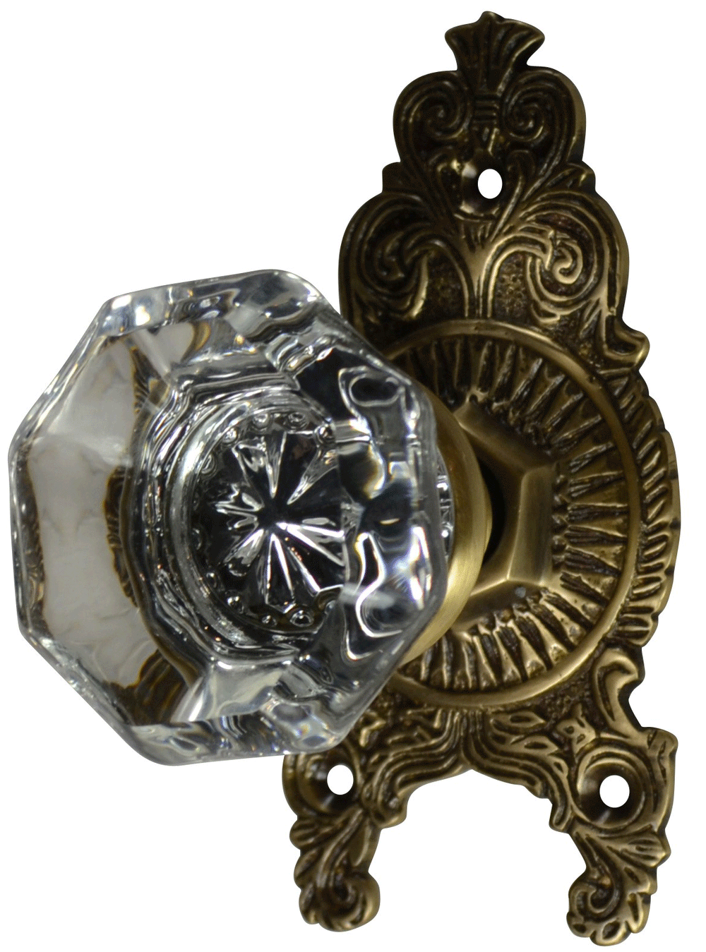 Ornate Victorian Rosette Door Set with Crystal Octagon Door Knobs (Several Finishes Available) COPPER MOUNTAIN HARDWARE