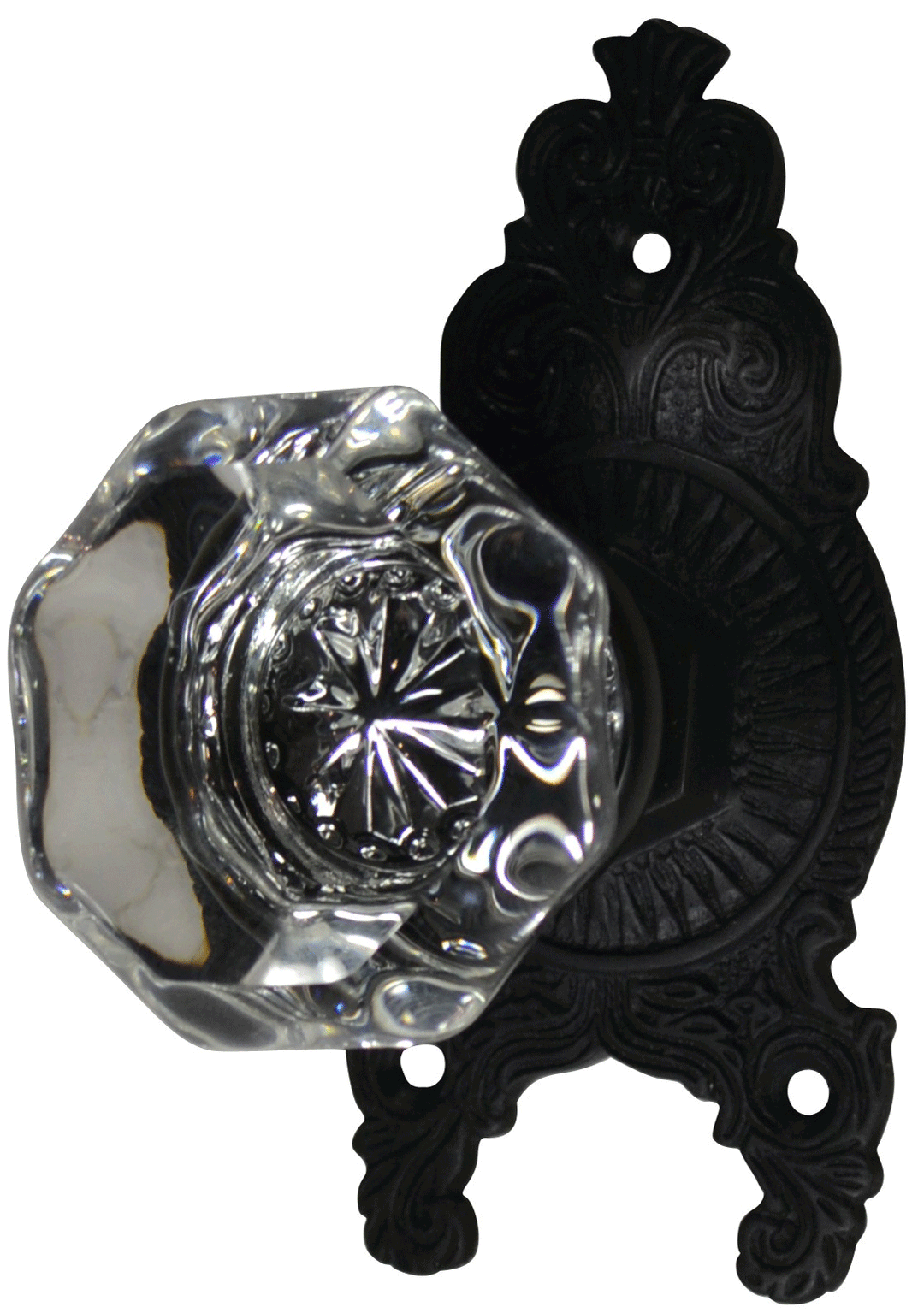 Ornate Victorian Rosette Door Set with Crystal Octagon Door Knobs (Several Finishes Available) COPPER MOUNTAIN HARDWARE
