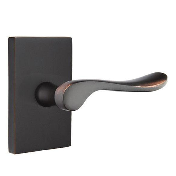 Emtek Solid Brass Luzern Lever With Modern Rectangular Rosette (Several Finish Options) EMTEK