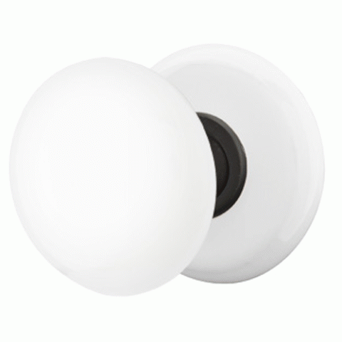 Ice White Porcelain Door Knob Set With Porcelain Rosette (Several Finish Options) EMTEK