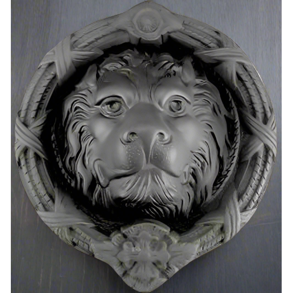 8 3/4 Inch Ribbon & Reed MGM Lion Lost Wax Cast Door Knocker (Black Bronze Finish) COPPER MOUNTAIN HARDWARE
