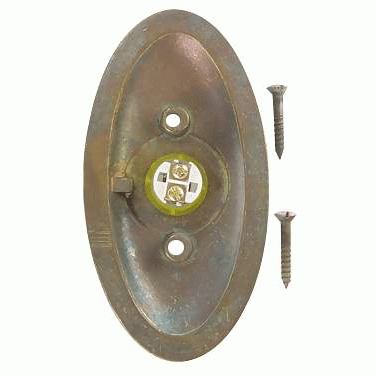 4 1/2 Inch Solid Brass Doorbell Button with Oval Rosette EMTEK