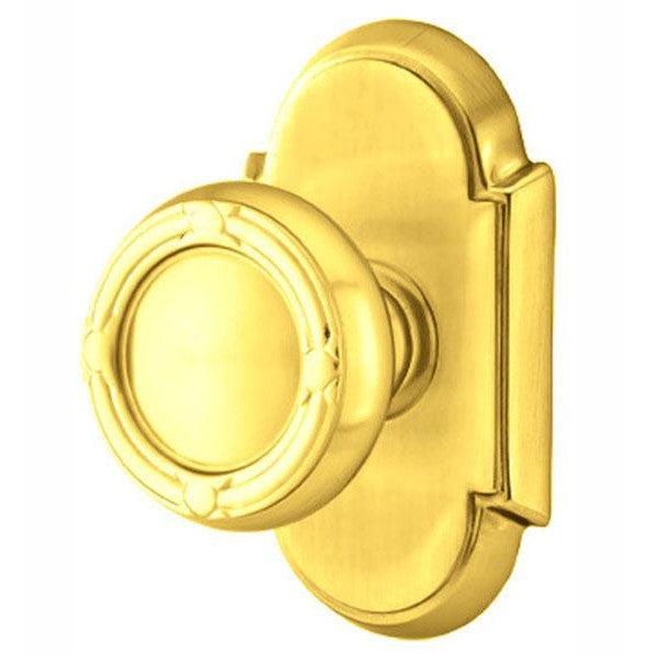 Solid Brass Ribbon & Reed Door Knob Set With # 8 Rosette (Several Finish Options) EMTEK