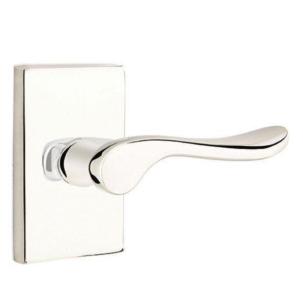 Emtek Solid Brass Luzern Lever With Modern Rectangular Rosette (Several Finish Options) EMTEK