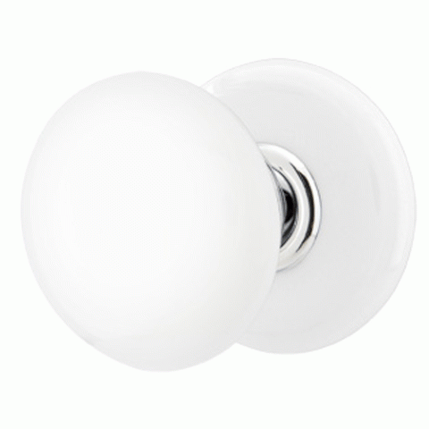 Ice White Porcelain Door Knob Set With Porcelain Rosette (Several Finish Options) EMTEK