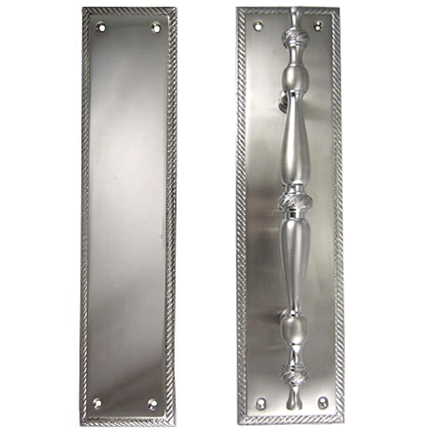 11 1/2 Inch Georgian Roped Style Door Pull and Push Plate (Several Finishes Available) COPPER MOUNTAIN HARDWARE